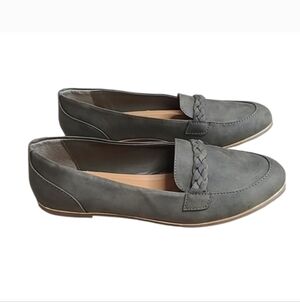 Andiamo Olive Green Braided Loafers Flats